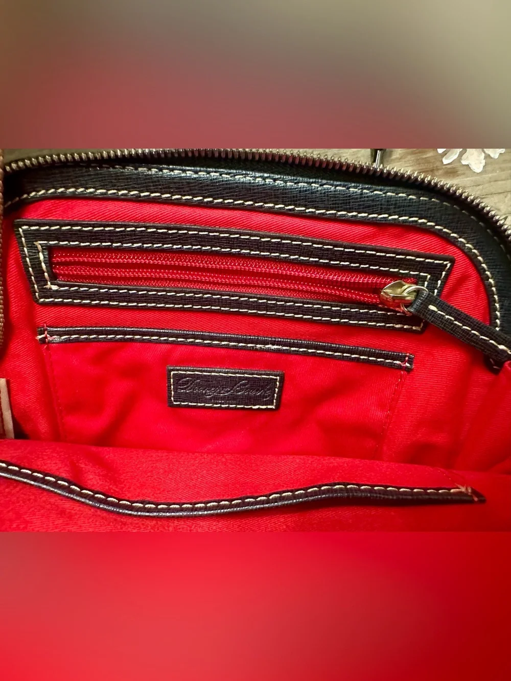 Dooney & Bourke Black Leather Dome Satchel with Crossbody Strap